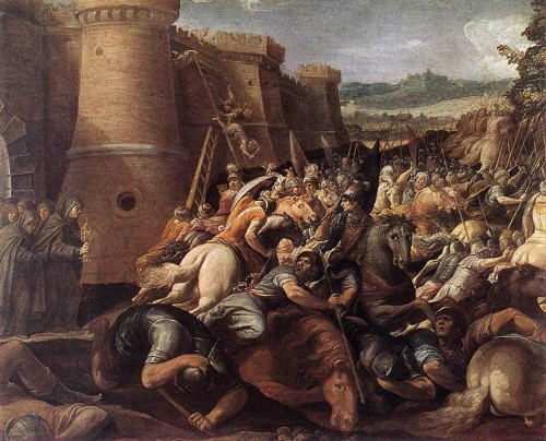 Giuseppe Cesari [Public domain], <a href="https://commons.wikimedia.org/wiki/File:Cavalier_d%27Arpino_-_St_Clare_with_the_Scene_of_the_Siege_of_Assisi_-_WGA04703.jpg"  target="_blank">via Wikimedia Commons</a>