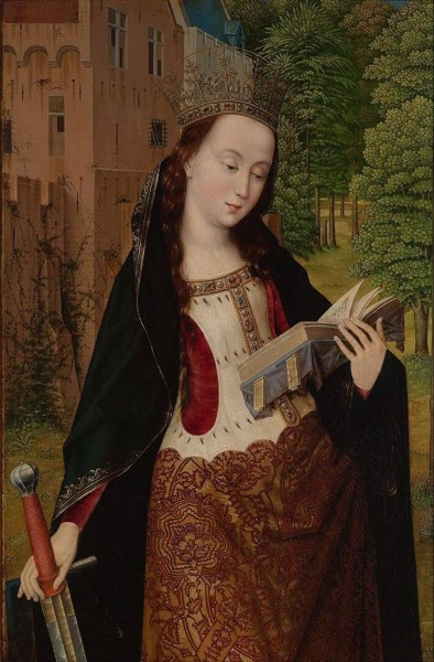 Master of the Embroidered Foliage [Public domain], <a href="https://commons.wikimedia.org/wiki/File:Master_of_the_Embroidered_Foliage_-_St._Catherine.jpg"  target="_blank">via Wikimedia Commons</a>