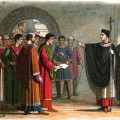 A_Chronicle_of_England_-_Page_167_-_Becket_Forbids_the_Earl_of_Leceister_to_Pass_Sentence_on_Him