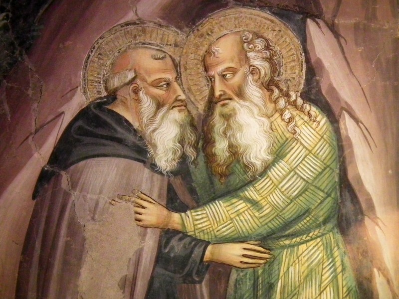Saint Anthony Abbot with Saint Paul the Hermit.
Painting inspired by The Golden Legend about The visit of Saint Anthony Abbot to Saint Paul, the first Christian hermit in the desert of Egypt.


<a href="https://commons.wikimedia.org/wiki/File:Pescia,_San_Antonio_Abate_011.JPG" title="via Wikimedia Commons" target="_blank">Oratory of Sant&#039;Antonio Abate, Pescia</a> [<a href="https://creativecommons.org/licenses/by-sa/3.0" target="_blank">CC BY-SA</a>]