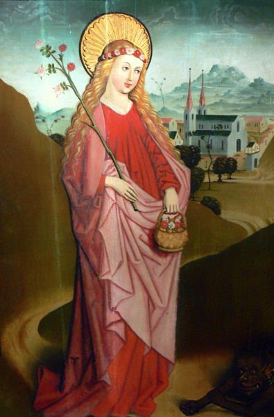 Saint Dorothy is a 4th-century virgin martyr who was executed at Caesarea Mazaca. Evidence for her actual historical existence or acta is very sparse. She is called a martyr of the Diocletianic Persecution.

<a href="https://commons.wikimedia.org/wiki/File:OHM_-_St._Dorothea.jpg" title="via Wikimedia Commons">Wolfgang Sauber</a> [<a href="https://creativecommons.org/licenses/by-sa/3.0" target="_blank">CC BY-SA</a>]