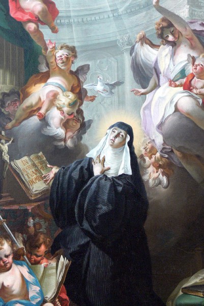 Saint Scholastica was born in Italy. According to a ninth century tradition, she was the twin sister of Saint Benedict of Nursia. Her feast day is 10 February, Saint Scholastica's Day



<a href="https://commons.wikimedia.org/wiki/File:Kleinmariazell_-_Altar_Scholastica_2.jpg" title="via Wikimedia Commons" target="_blank">Johann Baptist Wenzel Bergl</a> / <a href="https://creativecommons.org/licenses/by-sa/3.0" target="_blank">CC BY-SA</a>