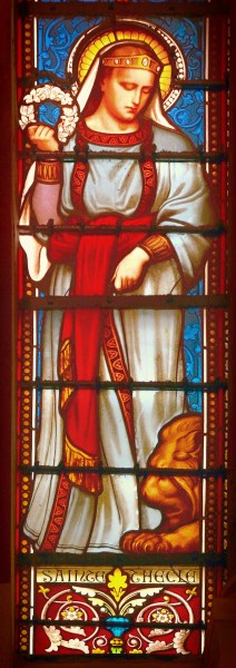 Saint Thecla - Stained glass window in the Basilica of Ars France

<a href="https://commons.wikimedia.org/wiki/File:Ars-sur-Formans_Basilique_Vitrail_21102015_08_Sainte_Thecle.jpg" title="via Wikimedia Commons">Vassil</a> / CC0