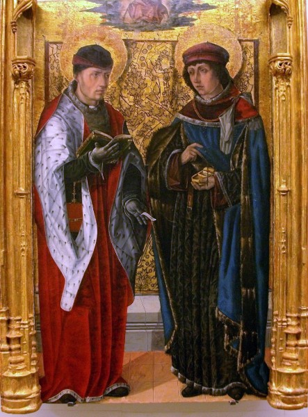 Saint Cosmas and Saint Damian - Roderic d'Osona, c. 1490, Castellón Museum of Fine Arts.

<a href="https://commons.wikimedia.org/wiki/File:Sant_Cosme_i_Sant_Dami%C3%A0,_Roderic_d%27Osona,_Museu_de_Belles_Arts_de_Castell%C3%B3.jpg" title="via Wikimedia Commons" target="_blank">Joanbanjo</a> / <a href="https://creativecommons.org/licenses/by-sa/3.0" target="_blank">CC BY-SA</a>